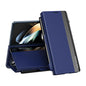 Samsung Galaxy z Fold 4 Leather Phone Case with Pen Slot - Shockproof - Blue