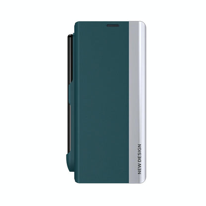 Samsung Galaxy z Fold 4 Leather Phone Case with Pen Slot - Shockproof - Blue