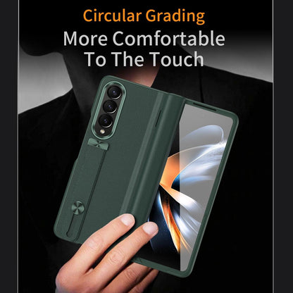 For Samsung Galaxy Z Fold4 5G Leather Wristband Phone Case - Green