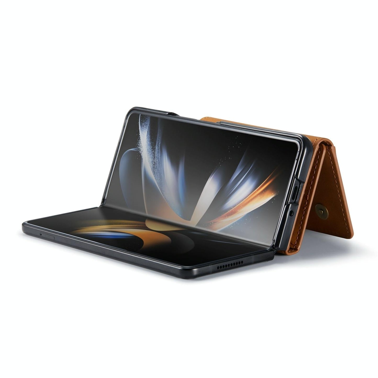 For Samsung Galaxy Z Fold4 5G Wallet Case - 3 Fold Multi Card Holder - Brown
