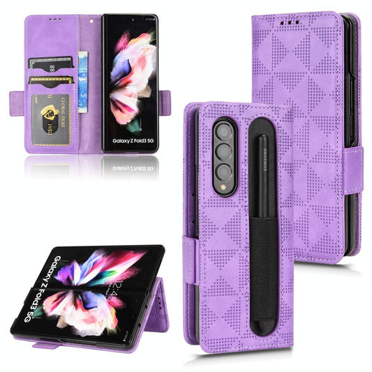 Symmetrical Leather Triangle Phone Case for Samsung Galaxy z Fold 4 - Purple