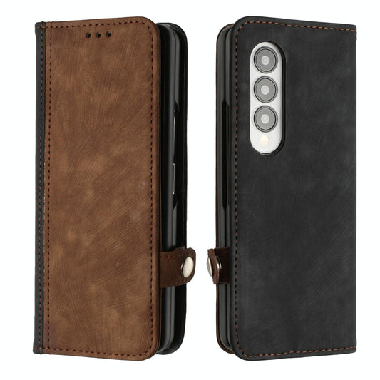 Leather Phone Case with Side Buckle for Samsung Galaxy z Fold 4 / 5g - Brown