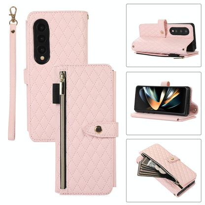 Foldable Diamond Lattice Phone Case for Samsung Galaxy z Fold 4 - Black