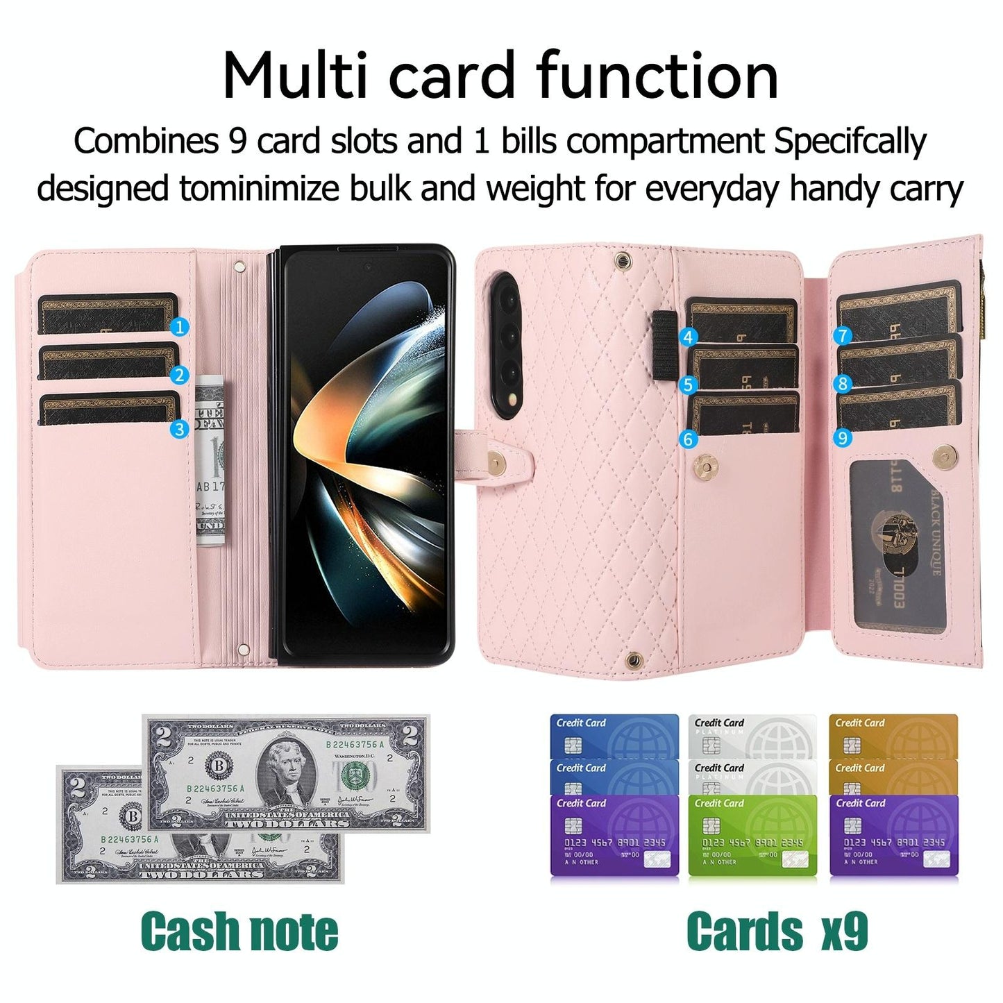 Foldable Diamond Lattice Phone Case for Samsung Galaxy z Fold 4 - Black