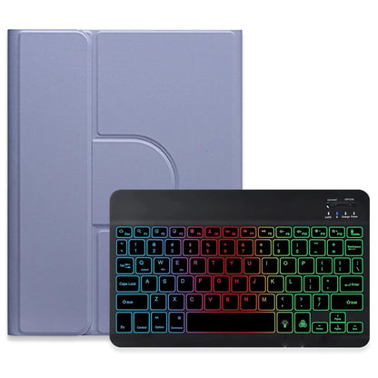 360 Degree Rotatable Bluetooth Keyboard Leather Case With Three-Colour Backlight - Dark Green - For Ipad 10.2 2021 / Air 2019