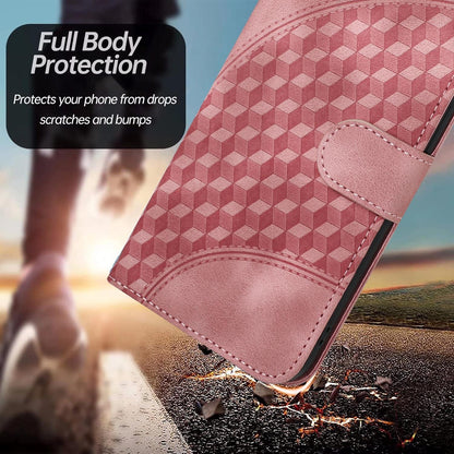 Embossed Elephant Head Phone Case for Samsung Galaxy z Fold 4 5g with Lanyard - Rose Red