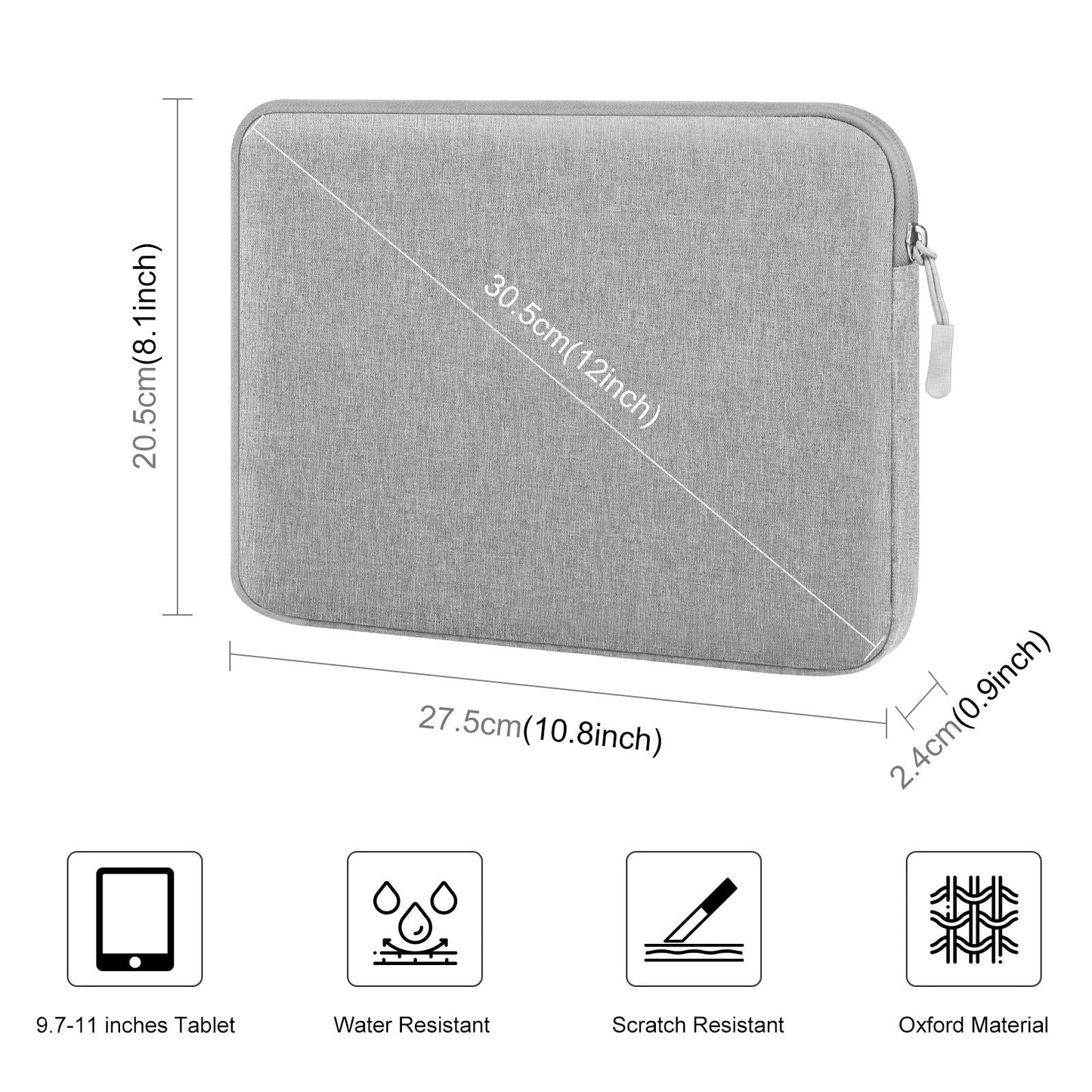11 Tablet Sleeve Briefcase for 9.7-11.0 Tablets - Zipper Closure - Dark Blue