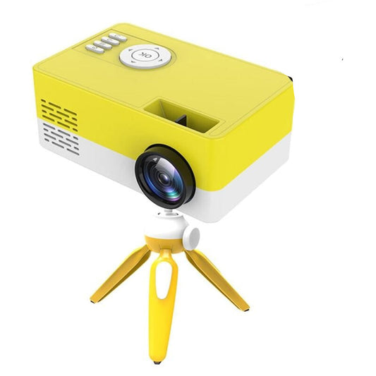 Mini Led Projector With Tripod Mount - Supports Av / Hdmi / Usb / Tf - 1080P Hd - Yellow White