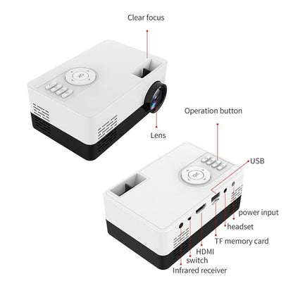 Mini Led Projector With Tripod Mount - Supports Av / Hdmi / Usb / Tf - 1080P Hd - Yellow White