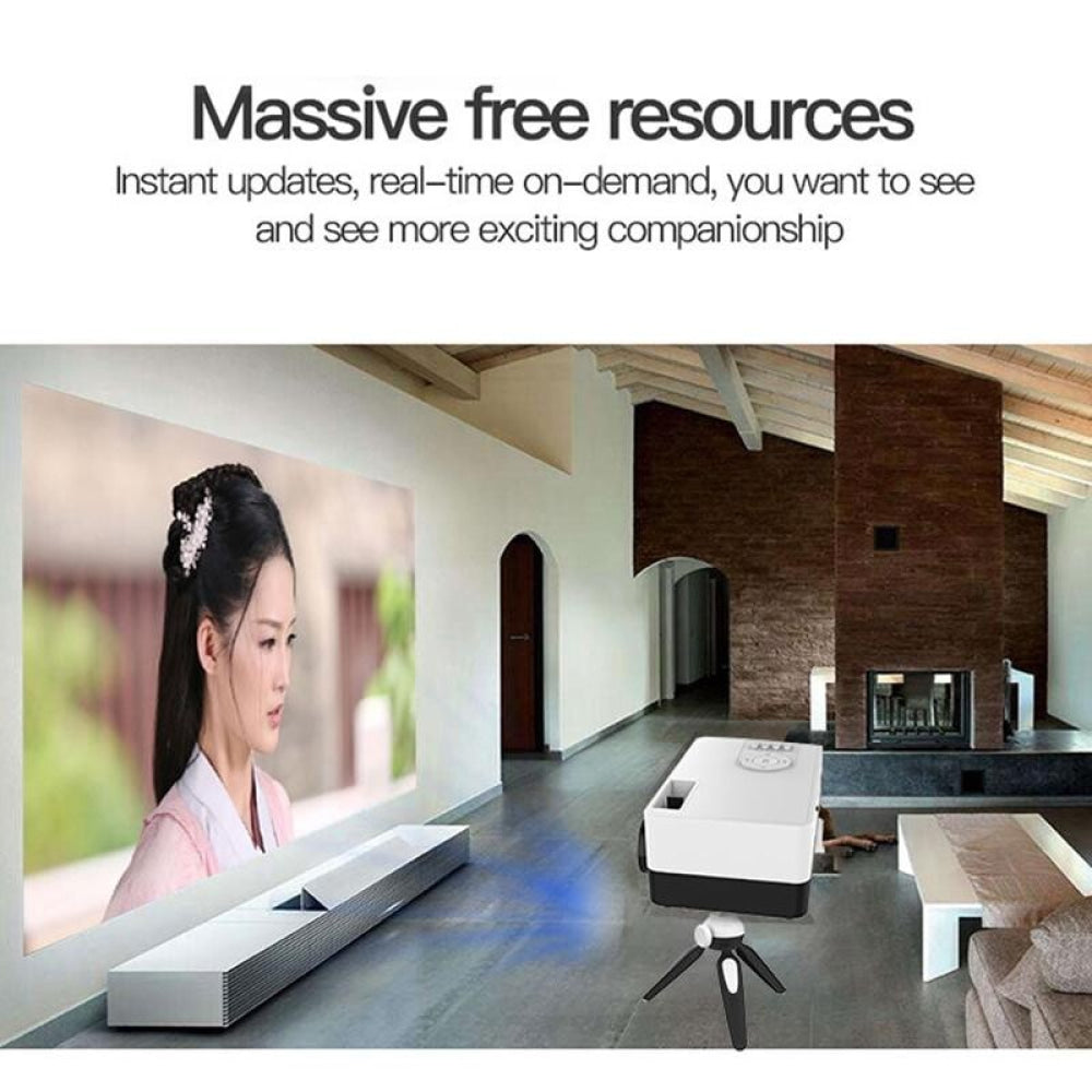 Mini Led Projector With Tripod Mount - Supports Av / Hdmi / Usb / Tf - 1080P Hd - Yellow White