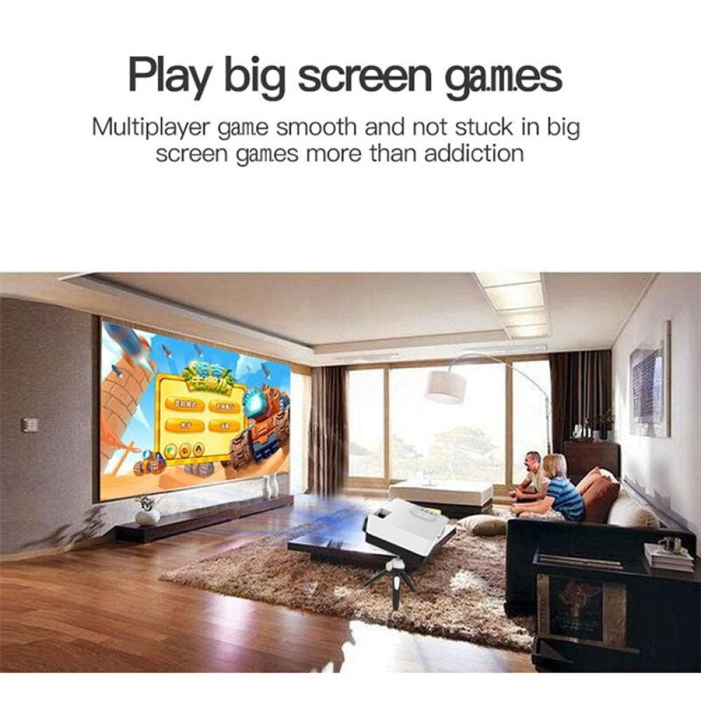Mini Led Projector With Tripod Mount - Supports Av / Hdmi / Usb / Tf - 1080P Hd - Yellow White