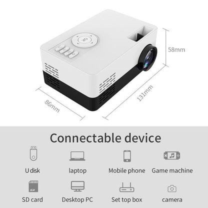 Mini Led Projector With Tripod Mount - Supports Av / Hdmi / Usb / Tf - 1080P Hd - Yellow White