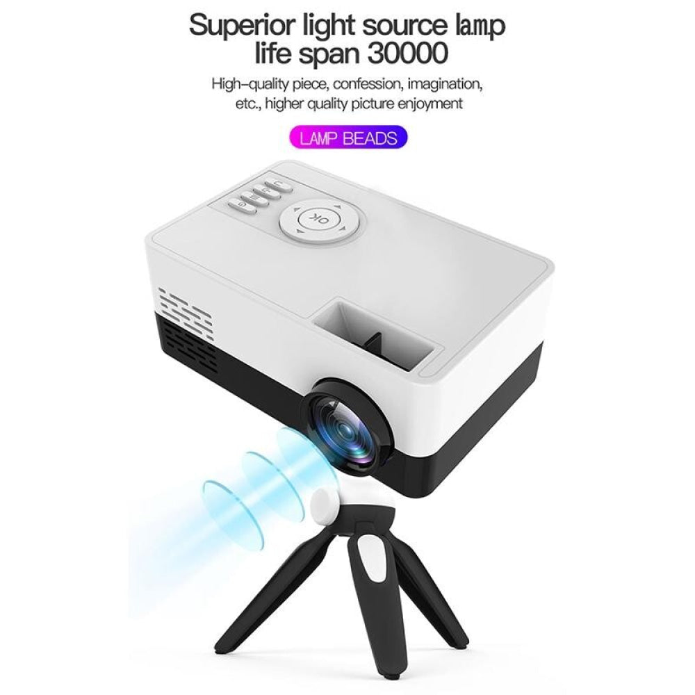 Mini Led Projector With Tripod Mount - Supports Av / Hdmi / Usb / Tf - 1080P Hd - Yellow White