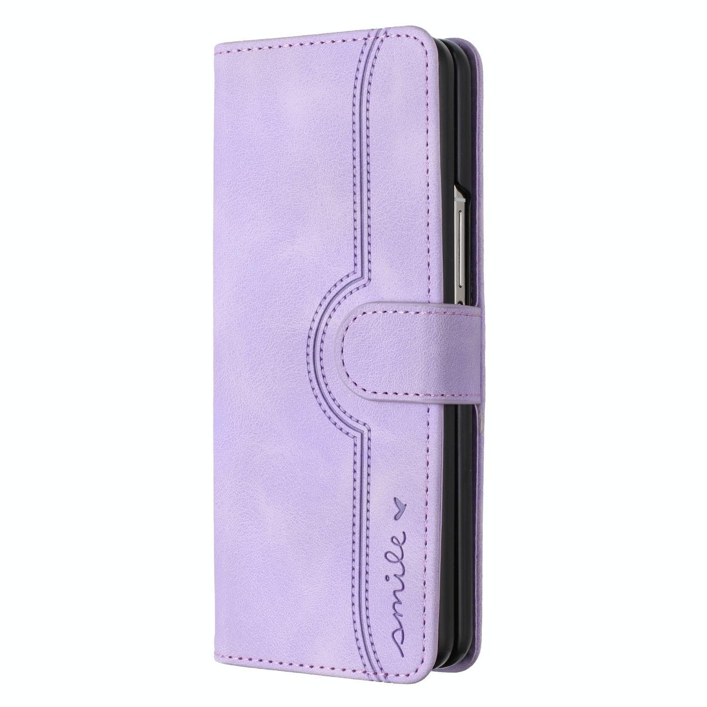 For Samsung Galaxy Z Fold4 5G Leather Phone Case With Heart Pattern - Black