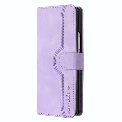 For Samsung Galaxy Z Fold4 5G Leather Phone Case With Heart Pattern - Black