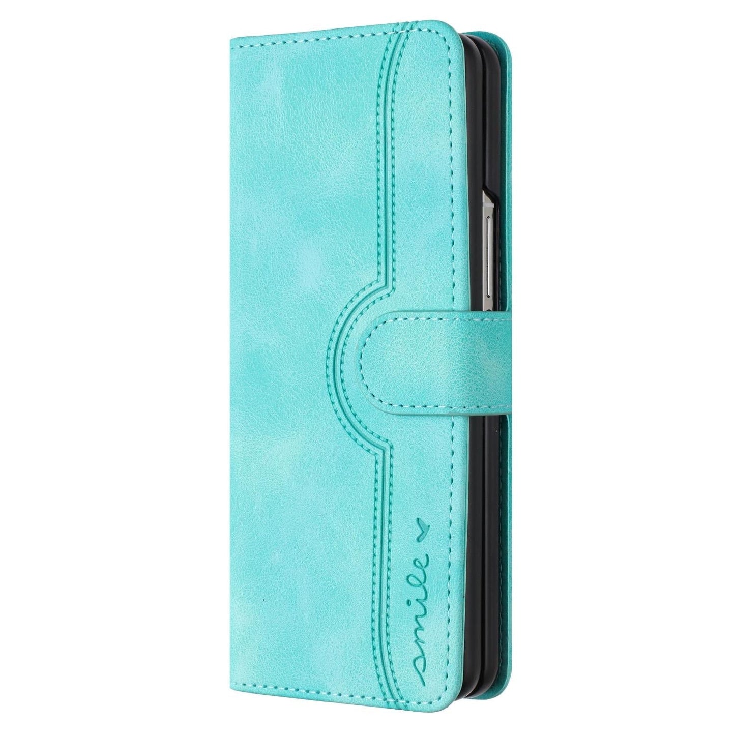 For Samsung Galaxy Z Fold4 5G Leather Phone Case With Heart Pattern - Black