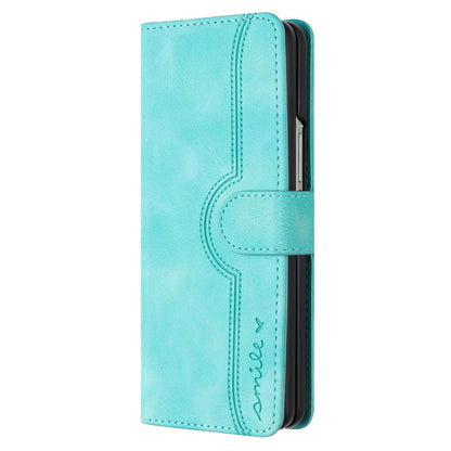 For Samsung Galaxy Z Fold4 5G Leather Phone Case With Heart Pattern - Black