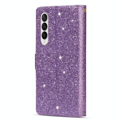Sparkling Leather Zip Case for Samsung Galaxy z Fold 4 - Zipper Closure - Black