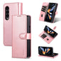 For Samsung Galaxy Z Fold4 5G Leather Phone Case - Smooth Calf Texture - Rose Gold