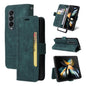 For Samsung Galaxy Z Fold4 5G Leather Dual Buckle Phone Case - Green