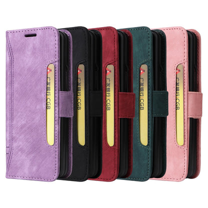 For Samsung Galaxy Z Fold4 5G Leather Dual Buckle Phone Case - Green