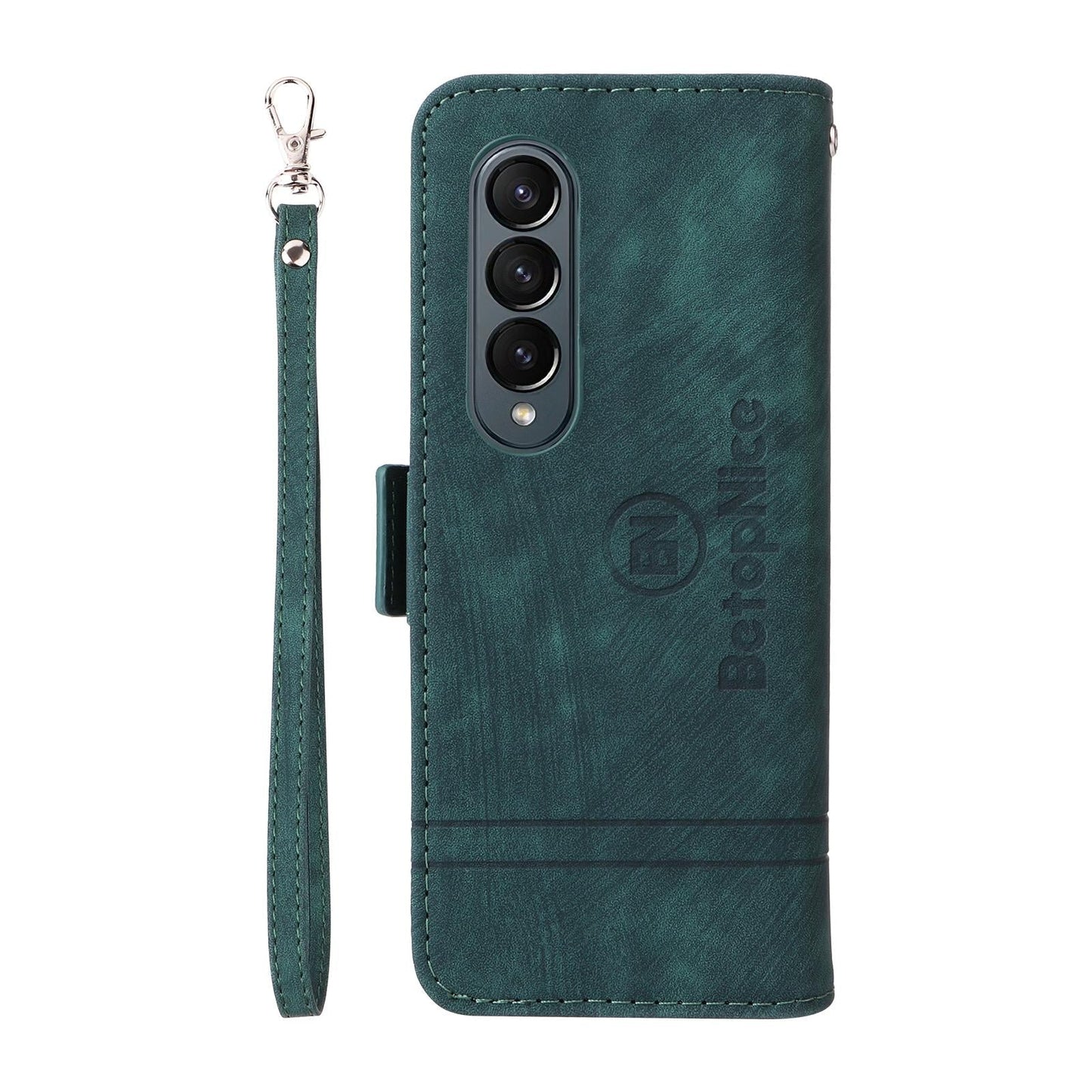 For Samsung Galaxy Z Fold4 5G Leather Dual Buckle Phone Case - Green