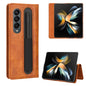 Vintage Leather Phone Case for Samsung Galaxy z Fold 4 5g with Magnetic Buckle - Brown