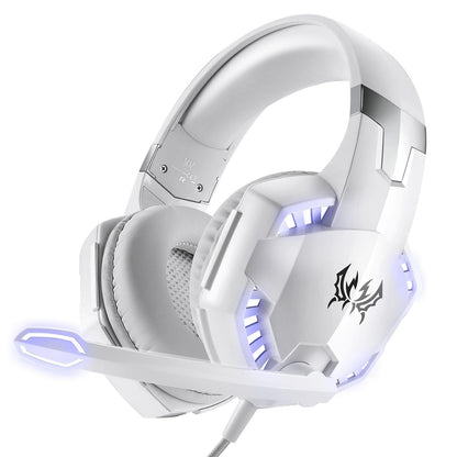 Over-Ear Gaming Headset With Mic Led Light And Stereo Bass For Pc Gamer - Orange + Black