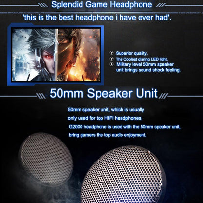 Over-Ear Gaming Headset With Mic Led Light And Stereo Bass For Pc Gamer - Orange + Black