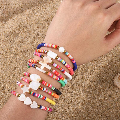 6 Piece Soft Pottery Beading Set For Diy Bracelets & Necklaces - Blue