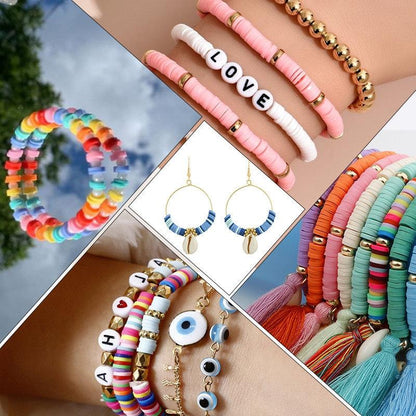 6 Piece Soft Pottery Beading Set For Diy Bracelets & Necklaces - Blue