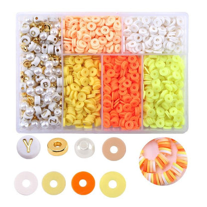 6 Piece Soft Pottery Beading Set For Diy Bracelets & Necklaces - Blue