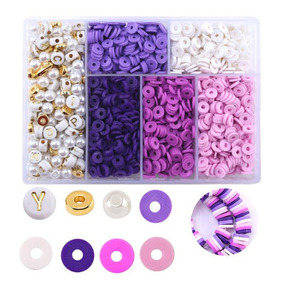 6 Piece Soft Pottery Beading Set For Diy Bracelets & Necklaces - Blue