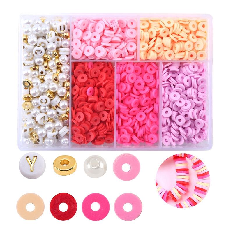 6 Piece Soft Pottery Beading Set For Diy Bracelets & Necklaces - Blue