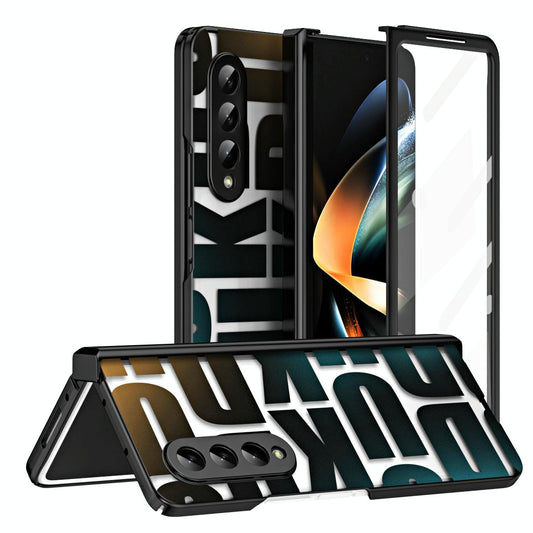 Foldable Electroplated Phone Case for Samsung Galaxy z Fold 4 5g with Hinge - Black