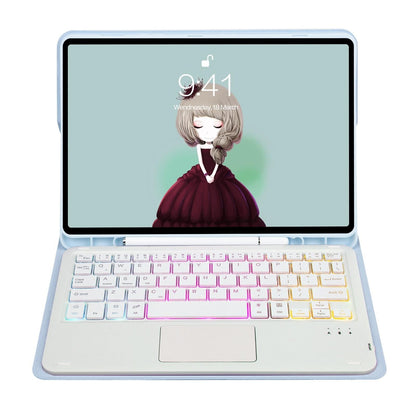 Bluetooth Keyboard Leather Case For Ipad 9.7 2018 & 2017 / Pro 9.7 / Air 2 With Touch Pad & Backlight - Purple