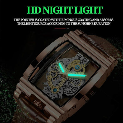 Waterproof Luminous Business Watch for Men - Gear Hollow Outdoor - Brown Leather Rose Gold