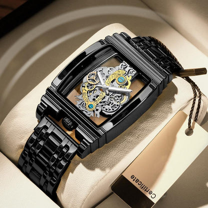 Waterproof Luminous Business Watch for Men - Gear Hollow Outdoor - Brown Leather Rose Gold