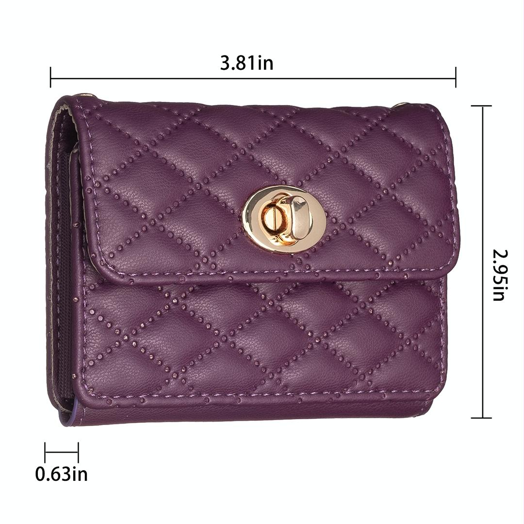 Horizontal Card Bag Mobile Phone Back Sticker With Metal Buckle - Purple