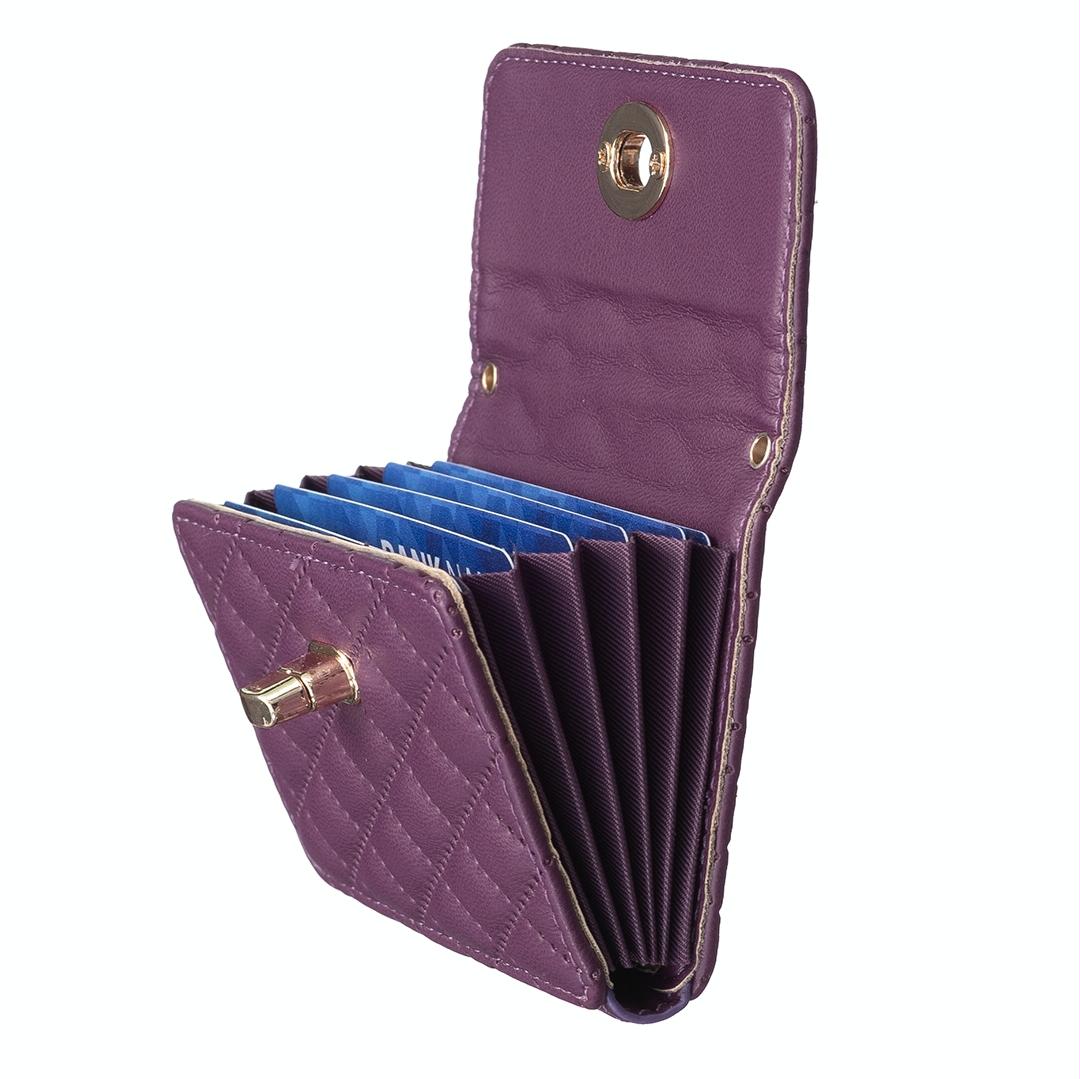 Horizontal Card Bag Mobile Phone Back Sticker With Metal Buckle - Purple