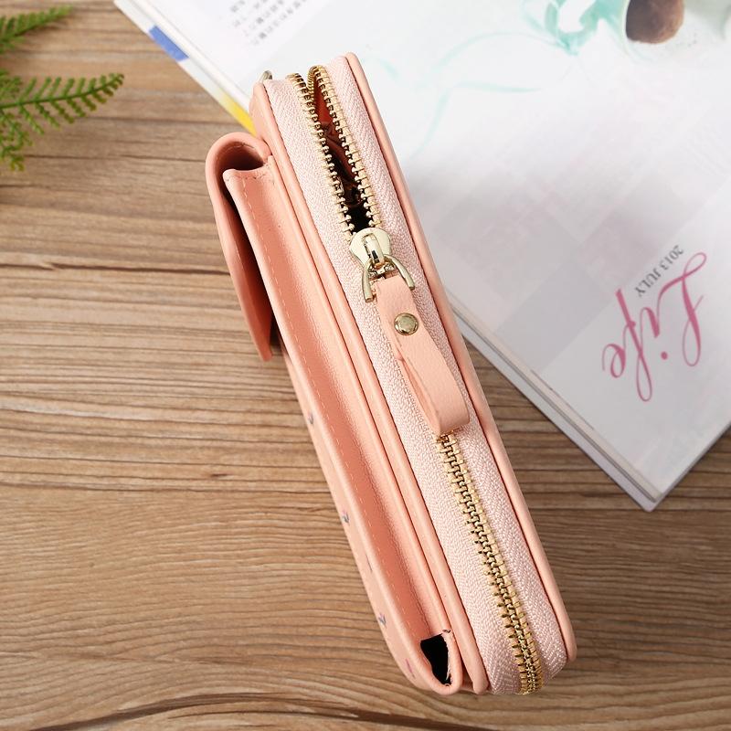 Floral Multi Card Crossbody Bag For Women - Dark Pink