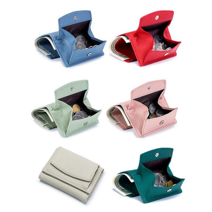 Compact Rfid Leather Coin Purse Wallet - Secure & Stylish - Light Pink