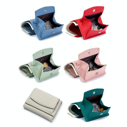 Compact Rfid Leather Coin Purse Wallet - Secure & Stylish - Light Pink
