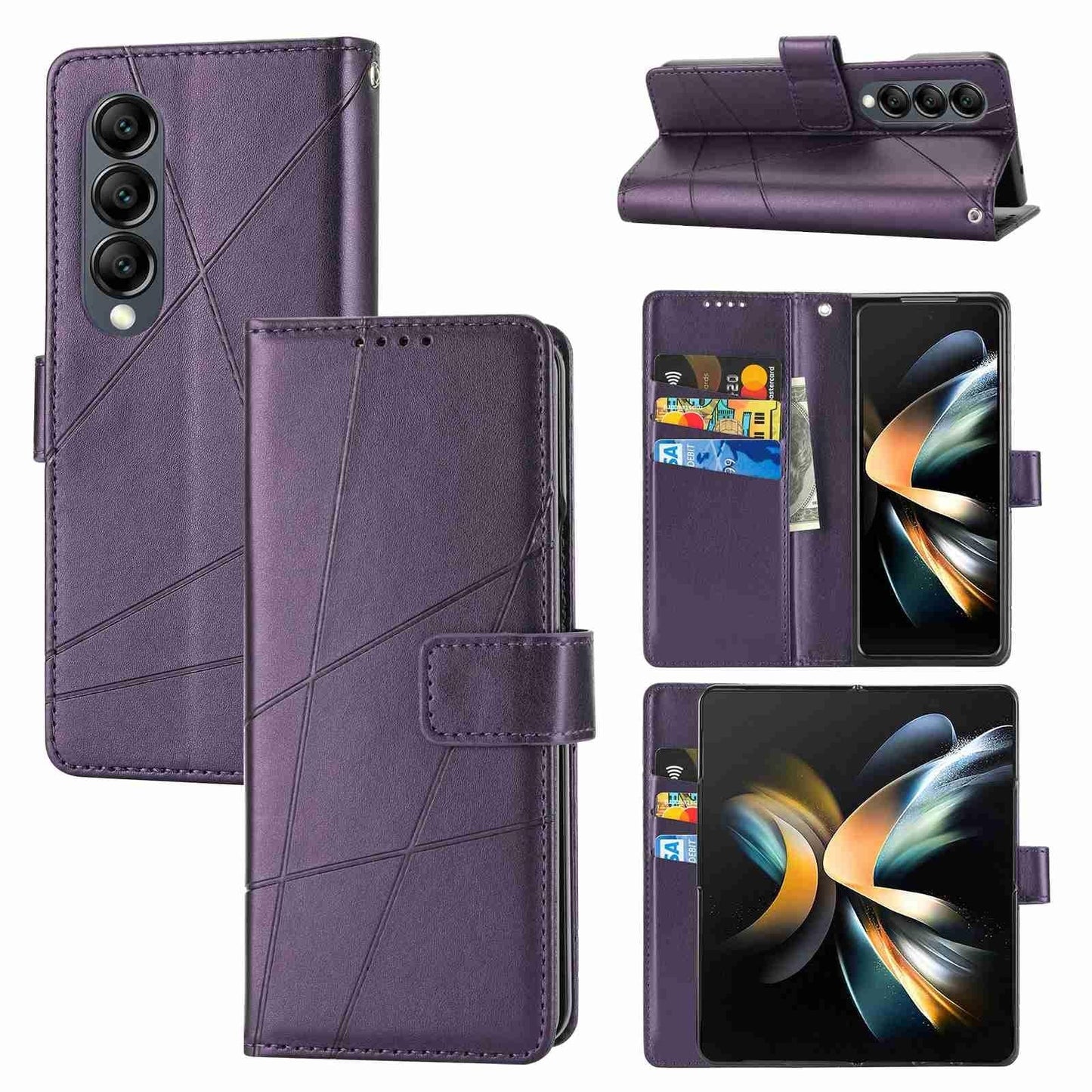 For Samsung Galaxy Z Fold4 5G Embossed Pu Leather Phone Case - Green