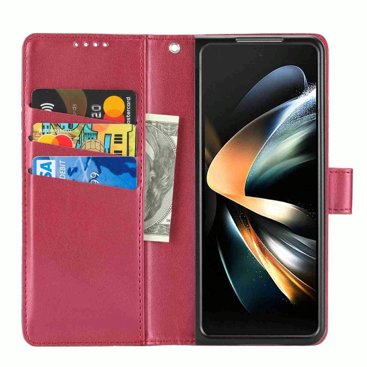 For Samsung Galaxy Z Fold4 5G Embossed Pu Leather Phone Case - Green