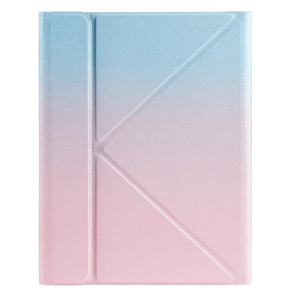 Bluetooth Keyboard Leather Case For Ipad 9.7 - Triangle Holder & Pen Slot - Gradient Blue Pink