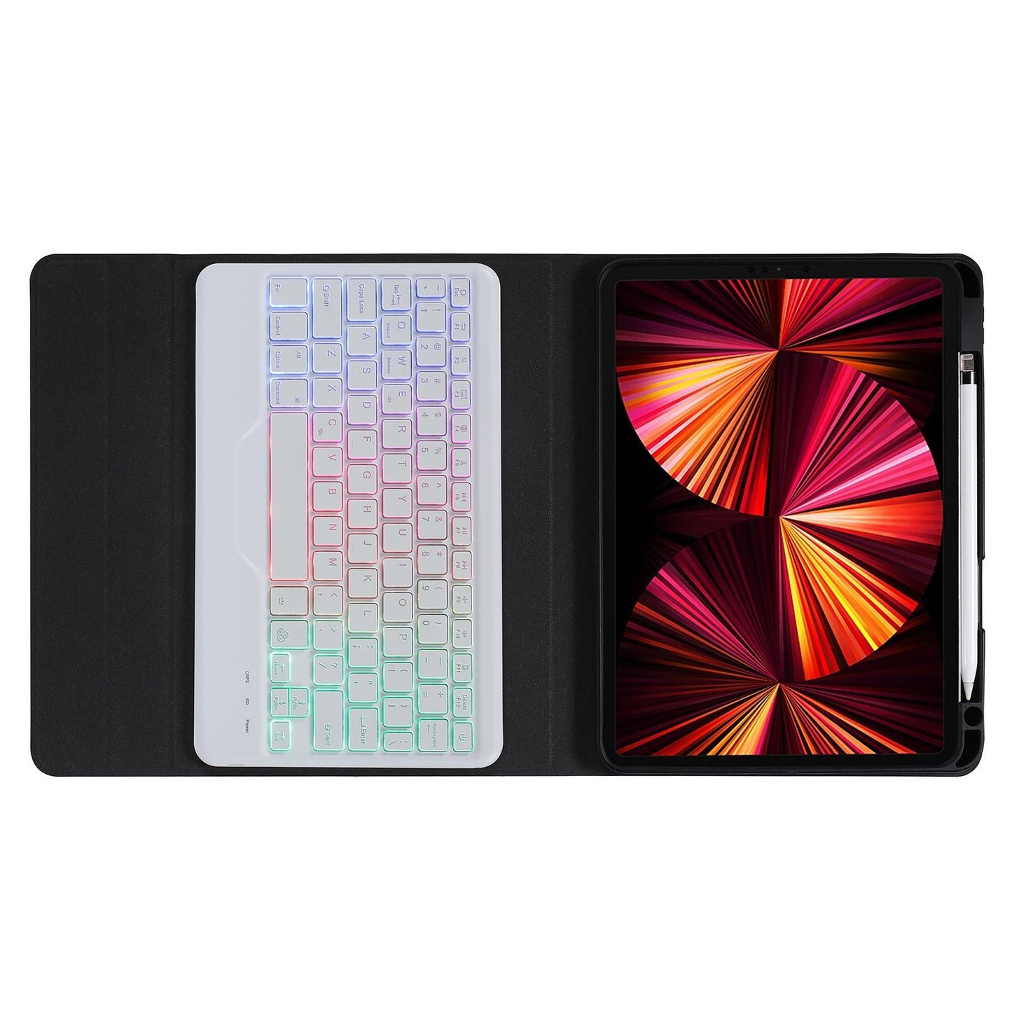 Bluetooth Keyboard Leather Case For Ipad 9.7 - Triangle Holder & Pen Slot - Gradient Blue Pink