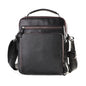 Men Large Capacity One Shoulder Leather Messenger Bag - Litchi Texture Black