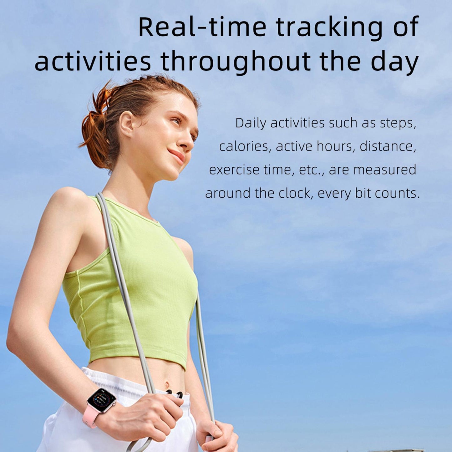 1.69 Inch Ip67 Waterproof Smart Watch With Touch Screen Health Monitoring - Blue