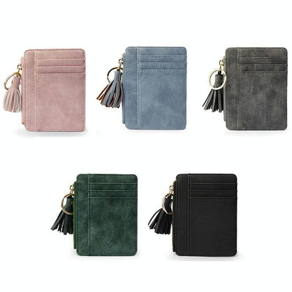 Compact Card Holder With Large Capacity Cute Mini Coin Purse - Blue
